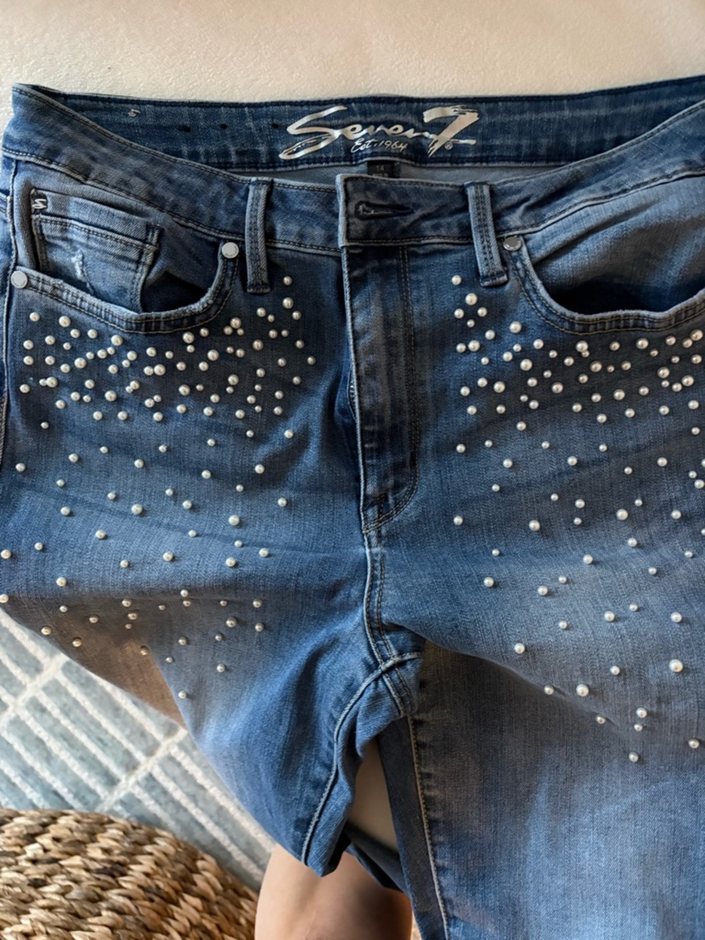 Seven Jeans embellished with pearls skinny ankle